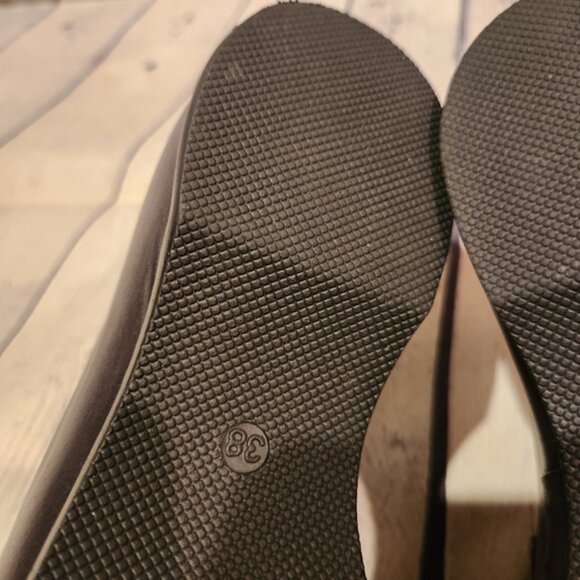 FREE PEOPLE Winston leather platform penny loafers black open back size 8 - Picture 7 of 8